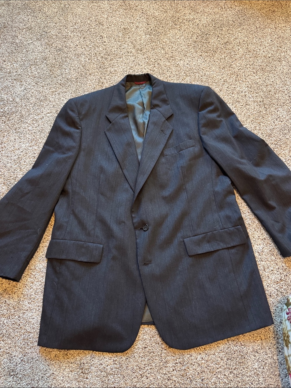 Hart Schaffner Marx Men's Charcoal Pinstripe Two-Button Suit Jacket size 46R